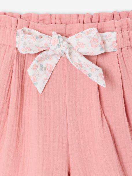 Cotton gauze shorts for girls blush+light blue 
