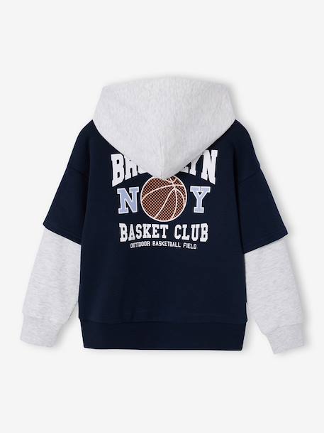 Boys' sports hooded sweatshirt navy blue 