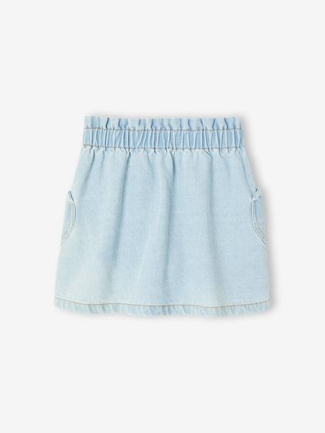 Denim Skirt with Heart Pocket for Girls bleached denim+brut denim 