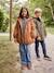 Hooded Parka with Faux Fur Lining for Girls black+camel+dark green+dusky pink+navy blue+plum 