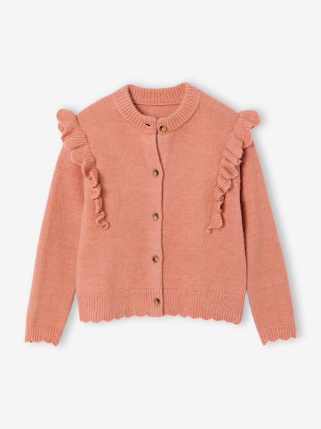 Fancy Ruffled Cardigan for Girls bronze+rosy 