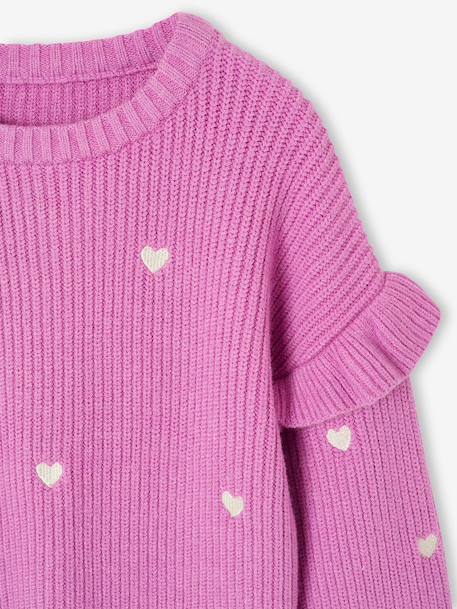 Jumper with Ruffled Sleeves for Girls ecru+mauve+red+striped navy blue 