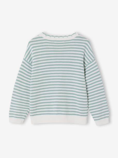 Striped jumper for girls grey blue+navy blue 