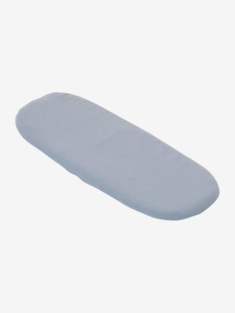 Carrycot Liner in Cotton Gauze grey blue+printed beige+white 