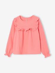 Girls- Ruffled Blouse in Cotton Gauze, for Girls