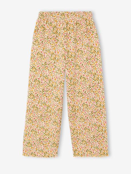 Girls' ribbed knit leggings beige+ecru+printed white 