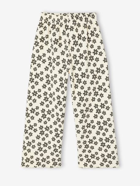 Girls' ribbed knit leggings beige+ecru+printed white 