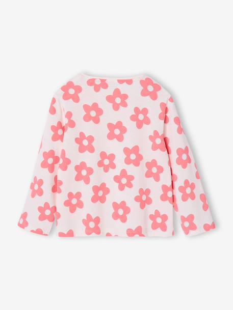 Pack of 3 long-sleeved girls' fancy t-shirts anthracite+coral+ecru+grey blue+indigo+mauve+rose 