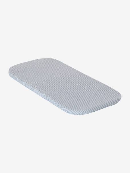 Soft fabric moses basket grey blue+printed beige 