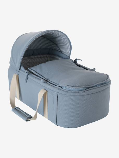 Soft fabric moses basket grey blue+printed beige 