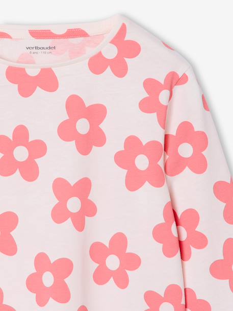 Pack of 3 long-sleeved girls' fancy t-shirts anthracite+coral+ecru+grey blue+indigo+mauve+rose 