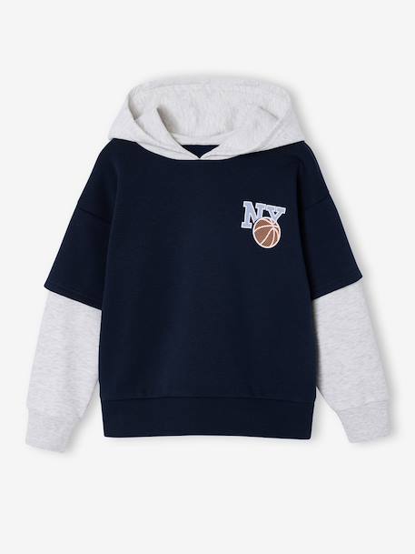 Boys' sports hooded sweatshirt navy blue 