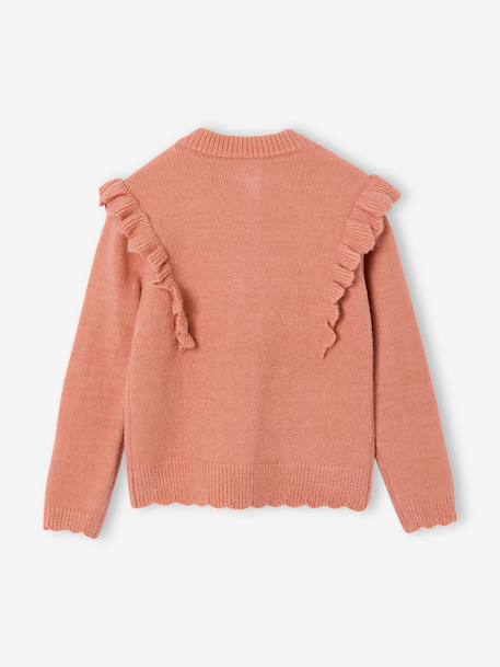 Fancy Ruffled Cardigan for Girls bronze+rosy 