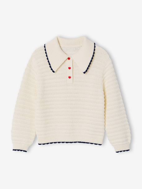 Fancy Knit Jumper for Girls ecru 