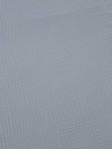 Carrycot Liner in Cotton Gauze grey blue+printed beige+white 