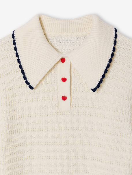Fancy Knit Jumper for Girls ecru 