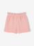 Girl's paperbag shorts in twill rosy 