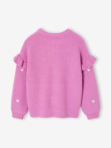 Jumper with Ruffled Sleeves for Girls ecru+mauve+red+striped navy blue 