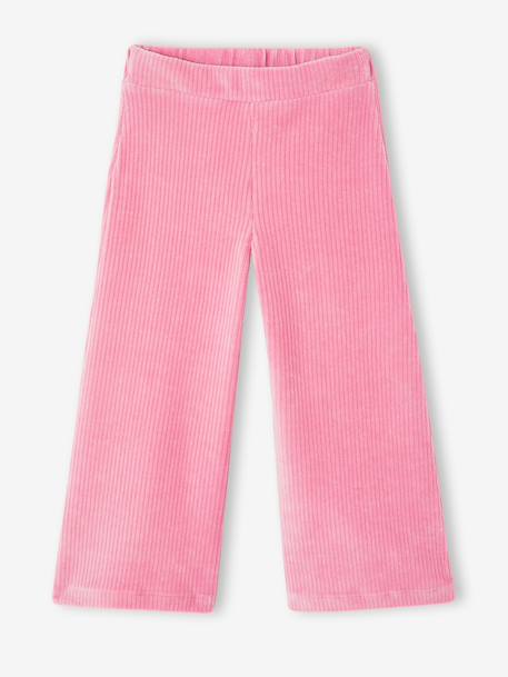 Wide Corduroy Trousers for Girls anthracite+BROWN MEDIUM SOLID+chocolate+ecru+grey blue+khaki+mauve+plum+rose 