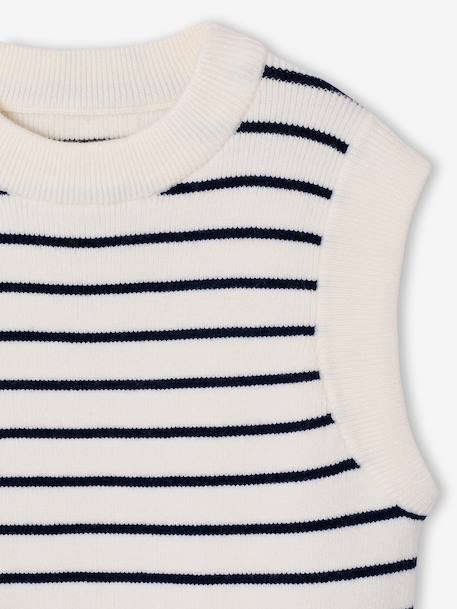 Sleeveless Jumper for Girls camel+ecru 
