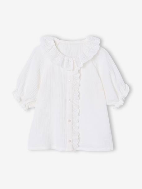 Girl's English embroidery shirt ecru 