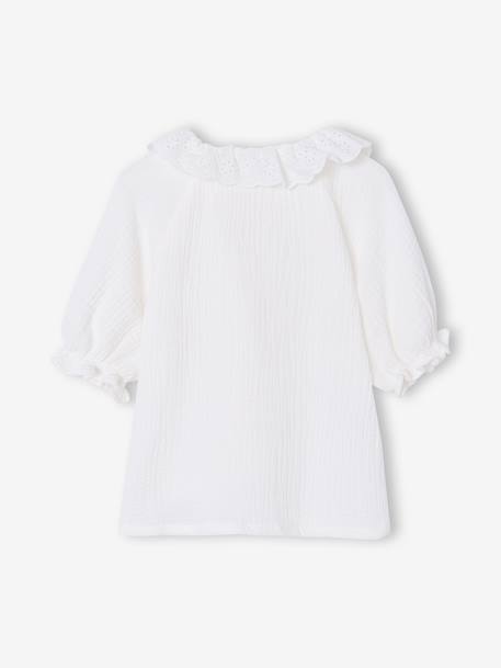 Girl's English embroidery shirt ecru 