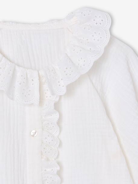 Girl's English embroidery shirt ecru 