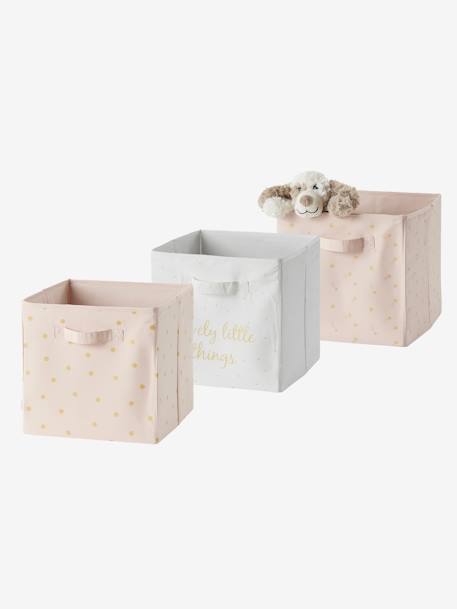 Set of 3 Storage Boxes, Lovely Light Pink/Print 