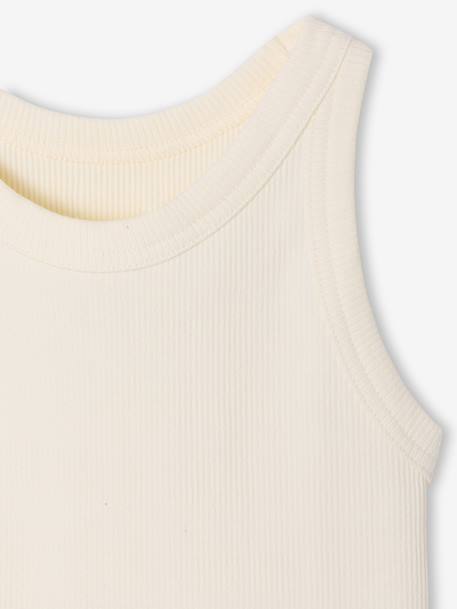 Ribbed Tank Top for Girls beige+ecru+sage green+striped blue 
