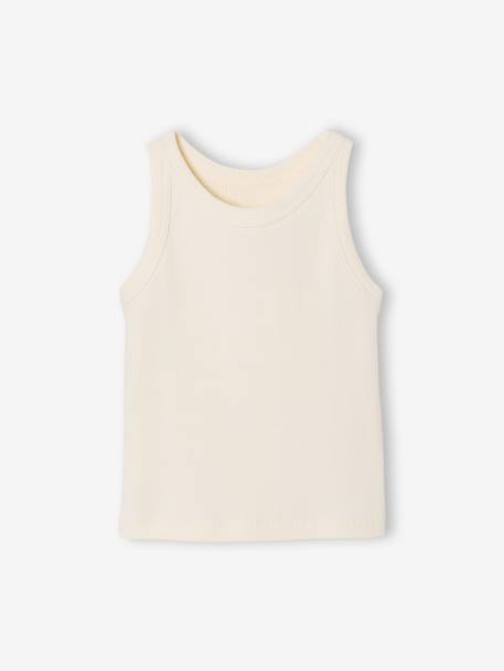 Ribbed Tank Top for Girls beige+ecru+sage green+striped blue 