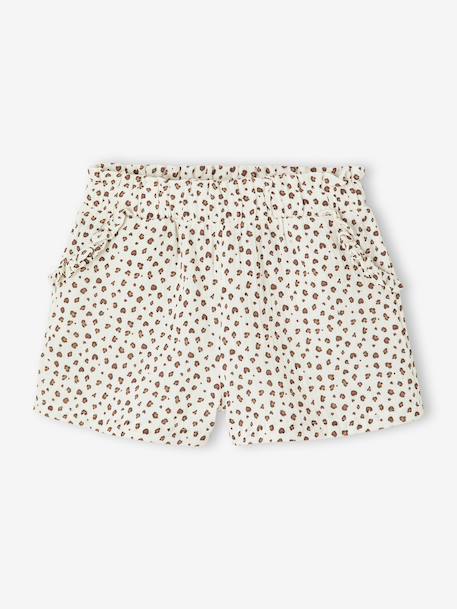 Girls' short with a cotton gauze waist beige+pale blue+rose+sage green 