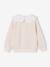 Girl's sweatshirt with English embroidery collar and flocked velvet message ecru+marl grey+mauve+pale pink+red 