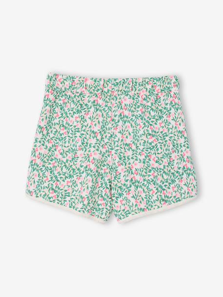 Fleece Sports Shorts for Girls aqua green+navy blue+vanilla 