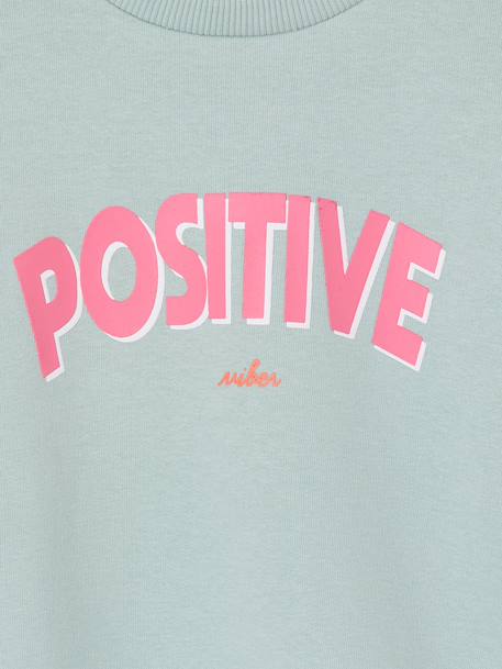 Girl's sweatshirt with positive message aqua green+pale pink 