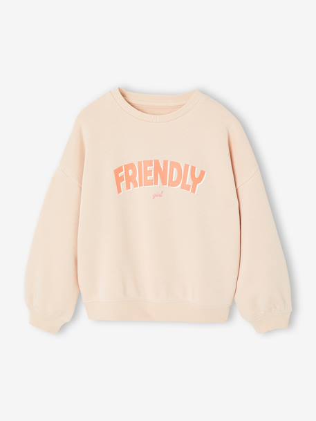 Girl's sweatshirt with positive message aqua green+pale pink 