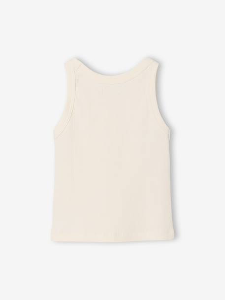 Ribbed Tank Top for Girls beige+ecru+sage green+striped blue 