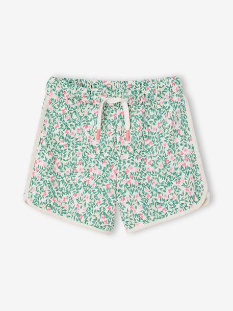 Fleece Sports Shorts for Girls aqua green+navy blue+vanilla 