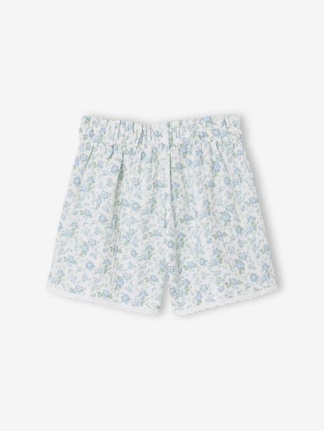 Cotton gauze shorts for girls blush+light blue 