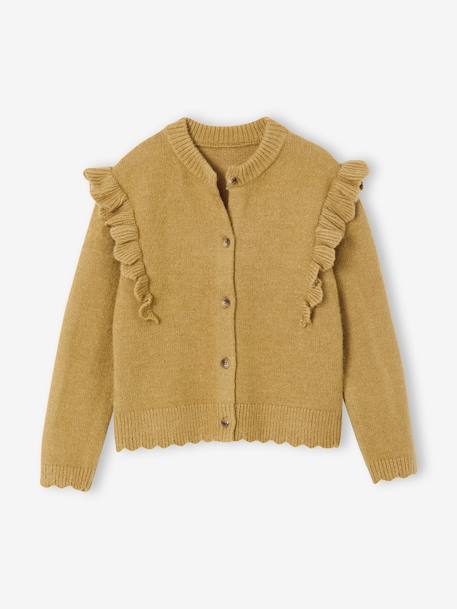 Fancy Ruffled Cardigan for Girls bronze+rosy 