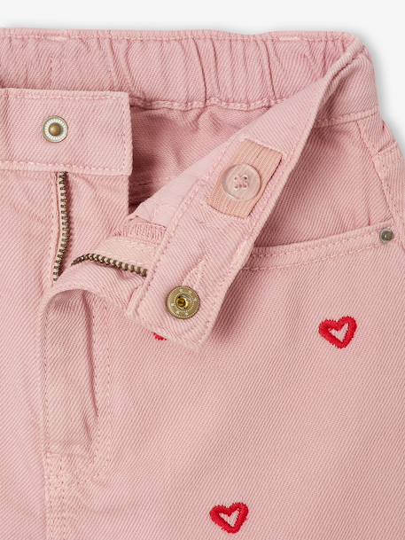 Embroidered girl's short medium blue+rose+sage green 