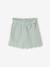 Frilly girls' shorts in cotton gauze pale pink+sage green 