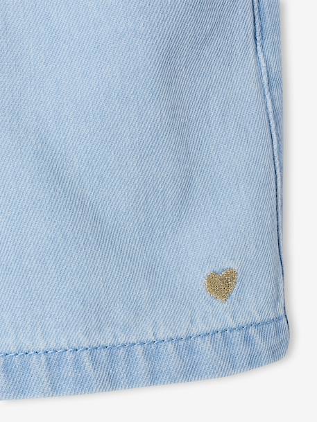 Easy-to-Put-On Light Denim Shorts, for Girls bleached denim+stone 