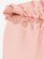 Frilly girls' shorts in cotton gauze pale pink+sage green 