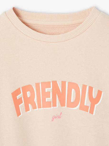 Girl's sweatshirt with positive message aqua green+pale pink 