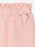 Frilly girls' shorts in cotton gauze pale pink+sage green 