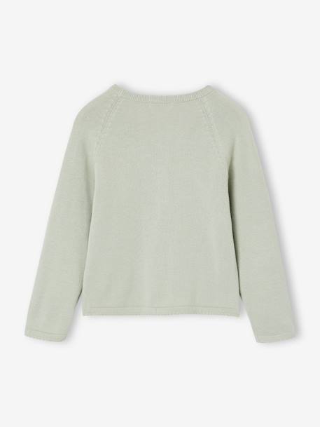 Cardigan with Ruffles for Girls ecru+golden beige+green 