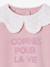 Girl's sweatshirt with English embroidery collar and flocked velvet message ecru+marl grey+mauve+pale pink+red 