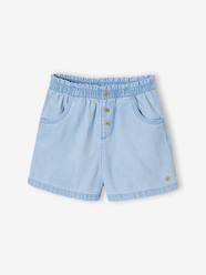 -Easy-to-Put-On Light Denim Shorts, for Girls