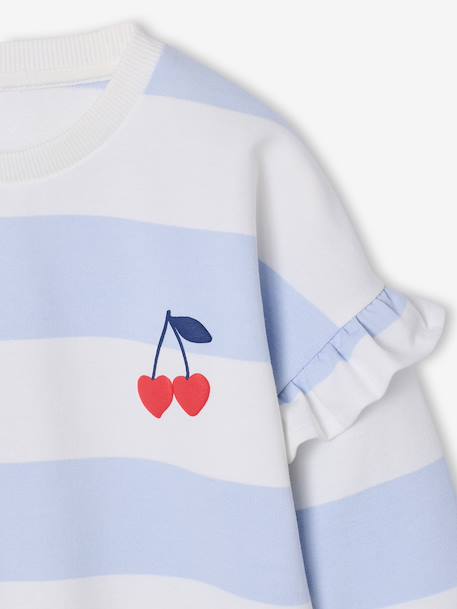 Sailor-type Sweatshirt with Ruffles on the Sleeves, for Girls navy blue+old rose+pale blue+peony pink+red 