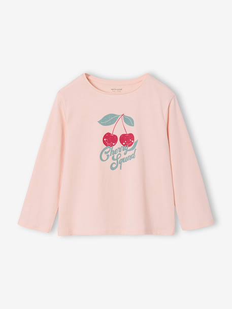 Long-Sleeved T-Shirt for Girls, BASICS ecru+pale pink 